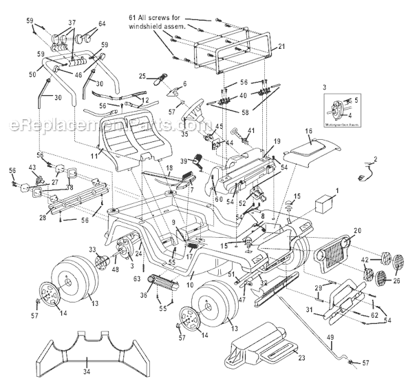 Page A Diagram and Parts List for 75598-9993  Power Wheels Ride-On Cars